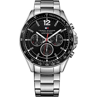Tommy Hilfiger Analog kvarts armbandsur med rostfritt stål armband 1791104, Silver / svart, Armband Tommy Hilfiger Analog kvarts armbandsur med rostfritt stål armband 1791104, Silver / svart, Armband