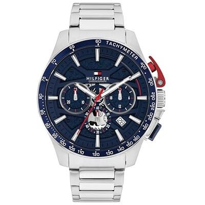 Tommy Hilfiger kronograf kvarts klocka silver med silver rostfritt stål armband 1792261 Tommy Hilfiger kronograf kvarts klocka silver med silver rostfritt stål armband 1792261