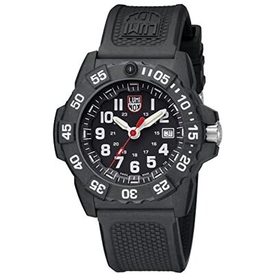 Luminox Analog schweizisk kvartsurverk klocka för män med gummiarmband XS.3501.F, svart, Modern Luminox Analog schweizisk kvartsurverk klocka för män med gummiarmband XS.3501.F, svart, Modern