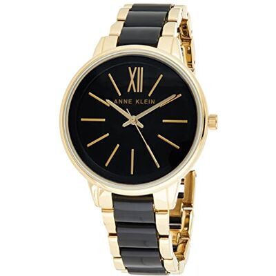 Anne Klein damarmbandsur i harts, Svart/guld Anne Klein damarmbandsur i harts, Svart/guld