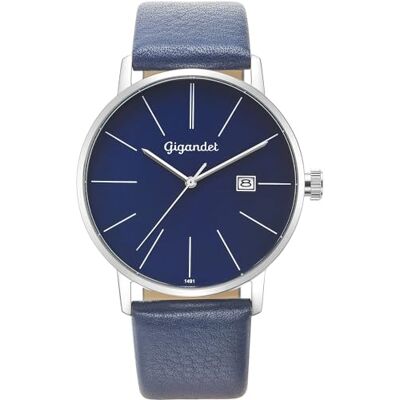 Gigandet Män analog japanskt kvartsurverk klocka med läderarmband 9VNAG42NE/009, blå Gigandet Män analog japanskt kvartsurverk klocka med läderarmband 9VNAG42NE/009, blå