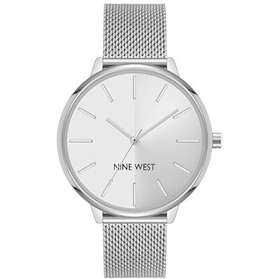 Nine West armbandsur i mesh för kvinnor, Silver Nine West armbandsur i mesh för kvinnor, Silver