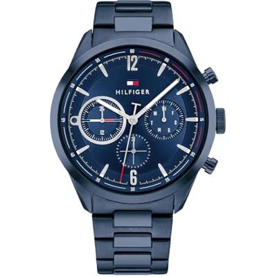 Tommy Hilfiger THW Analogt kvartsur för män med rem i rostfritt stål 1791945, BLÅ Tommy Hilfiger THW Analogt kvartsur för män med rem i rostfritt stål 1791945, BLÅ