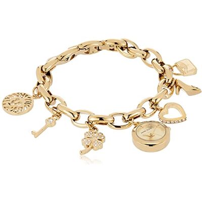 Anne Klein Premium guldfärgad berlockarmbandsklocka med kristalldetaljer, 10/7604CHRM Anne Klein Premium guldfärgad berlockarmbandsklocka med kristalldetaljer, 10/7604CHRM