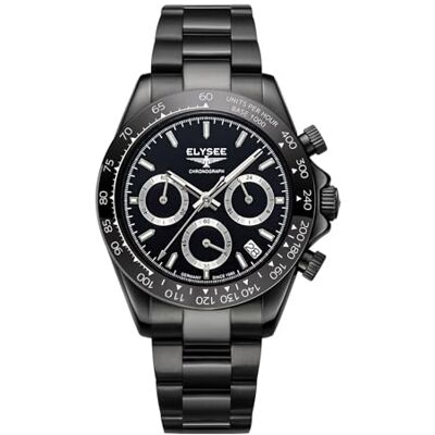 Elysee Herrklocka sport Chrono 40 10 ATM 100% rostfritt stål herr keramisk infattning 80601, 80602, 80603, 80604, 80605, 80612, SVART, Armband Elysee Herrklocka sport Chrono 40 10 ATM 100% rostfritt stål herr keramisk infattning 80601, 80602, 80603, 80604, 80605, 80612, SVART, Armband