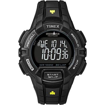 Timex Ironman Robust klocka på 44 mm för män, digital svart hartsrem, TW5M15900 Timex Ironman Robust klocka på 44 mm för män, digital svart hartsrem, TW5M15900