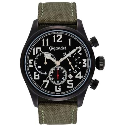 Gigandet Analog japansk kvartsurverk klocka för män med läderarmband 5VNAG4NE/003, svart Gigandet Analog japansk kvartsurverk klocka för män med läderarmband 5VNAG4NE/003, svart