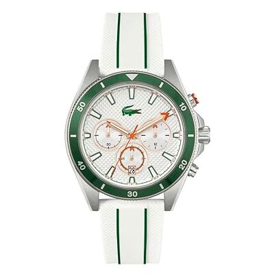 Lacoste kronograf kvartsur för män MAINSAIL kollektion med rostfritt stålarmband eller silikonrem, Vitt, armband Lacoste kronograf kvartsur för män MAINSAIL kollektion med rostfritt stålarmband eller silikonrem, Vitt, armband