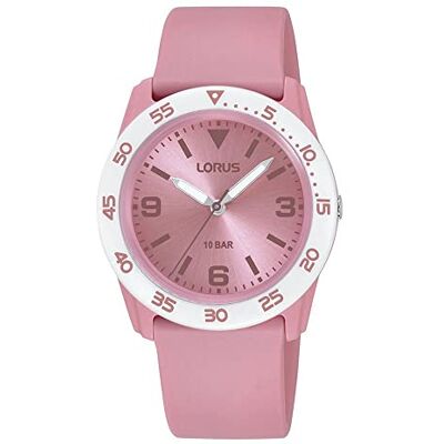 Lorus Flickor analog kvartsklocka med silikonarmband RRX89HX9, Rosa-vit Lorus Flickor analog kvartsklocka med silikonarmband RRX89HX9, Rosa-vit