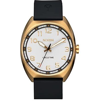 Nixon Analog kvartsklocka för män med silikonarmband A1365-1809-00, Svart-guld-vit Nixon Analog kvartsklocka för män med silikonarmband A1365-1809-00, Svart-guld-vit