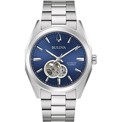 Bulova Analog mekanisk klocka för män med armband i rostfritt stål 96A275, silver, Armband Bulova Analog mekanisk klocka för män med armband i rostfritt stål 96A275, silver, Armband