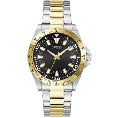 GUESS NEO, herrarmbandsur, kvarts analog, rostfritt stål, 42 mm, armband i rostfritt stål, silver/guld, 5 bar, urtavlans färg: svart, GW1064G4 GUESS NEO, herrarmbandsur, kvarts analog, rostfritt stål, 42 mm, armband i rostfritt stål, silver/guld, 5 bar, urtavlans färg: svart, GW1064G4