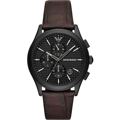 Giorgio Armani -klocka för män Kvarts, kronurverk 42 mm storlek med läderarmband AR11549 Giorgio Armani -klocka för män Kvarts, kronurverk 42 mm storlek med läderarmband AR11549