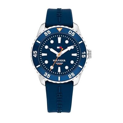 Tommy Hilfiger Ungdom tre nålar kvarts urverk klocka med blått silikonarmband 1720047 Tommy Hilfiger Ungdom tre nålar kvarts urverk klocka med blått silikonarmband 1720047