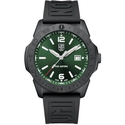 Luminox Pacific Diver herr dykarklocka 44 mm rostfritt stål – kvarts analog 20 bar, rostfritt stål armband silver, grön urtavla, datum, lysande visare XS.3137.B Luminox Pacific Diver herr dykarklocka 44 mm rostfritt stål – kvarts analog 20 bar, rostfritt stål armband silver, grön urtavla, datum, lysande visare XS.3137.B