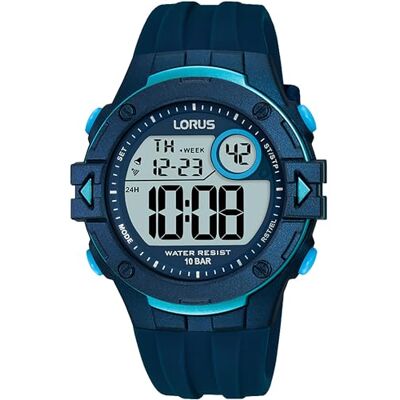 Lorus Män digital kvartsklocka med silikonarmband R2325PX9, blå Lorus Män digital kvartsklocka med silikonarmband R2325PX9, blå
