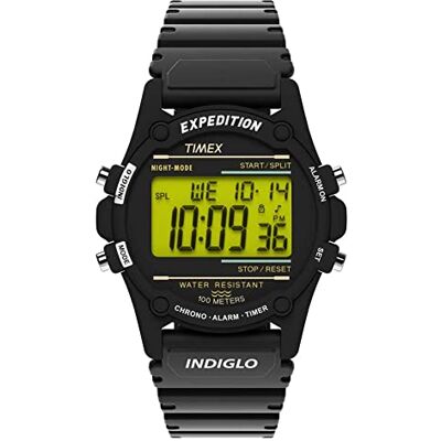 Timex Expedition CAT Klocka på 40 mm för män, digital alarmtimer, svart hartsklocka, T5K463 Timex Expedition CAT Klocka på 40 mm för män, digital alarmtimer, svart hartsklocka, T5K463
