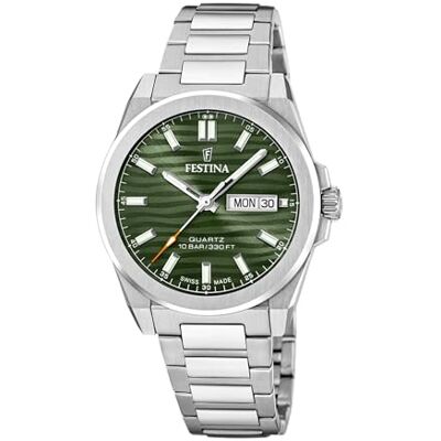 Festina Swiss Made herrklocka analog – rostfritt stål 316L silver – kvartsurverk – datum – safirglas resistent – vattentät 10 ATM – F20073/4 klassiskt stål Festina Swiss Made herrklocka analog – rostfritt stål 316L silver – kvartsurverk – datum – safirglas resistent – vattentät 10 ATM – F20073/4 klassiskt stål