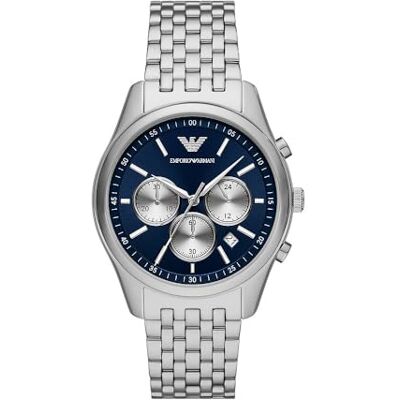Giorgio Armani herrklocka, kvartskronografrörelse och 41 mm boettstorlek med rostfritt stål eller läderarmband Giorgio Armani herrklocka, kvartskronografrörelse och 41 mm boettstorlek med rostfritt stål eller läderarmband
