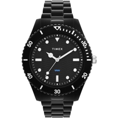 Timex Trend klocka på 42 mm för män – svart armband i ”#tide ocean material®”, svart urtavla, svart boett, TW2Y04500 Timex Trend klocka på 42 mm för män – svart armband i ”#tide ocean material®”, svart urtavla, svart boett, TW2Y04500
