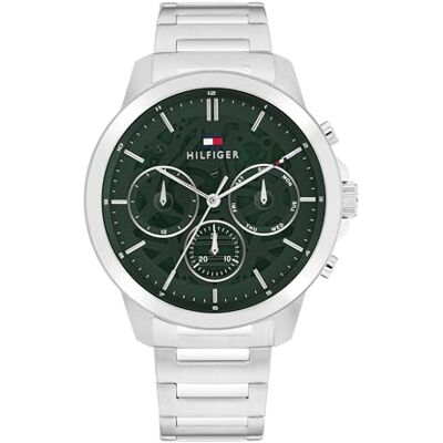 Tommy Hilfiger analog multifunktion kvartsur för män med silver rostfritt stål armband 1710686 Tommy Hilfiger analog multifunktion kvartsur för män med silver rostfritt stål armband 1710686