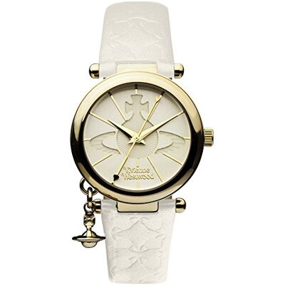 Vivienne Westwood Dam Orb II kvartsklocka med vit urtavla analog display och läderrem VV006WHWH Vivienne Westwood Dam Orb II kvartsklocka med vit urtavla analog display och läderrem VV006WHWH