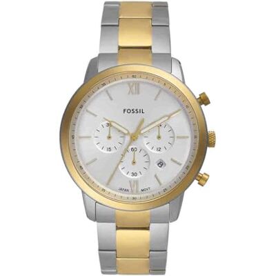Fossil Neutra Watch för män, Moonfas multifunktionell rörelse med rostfritt stål eller läderrem, Guld- och silverton, 44MM, Armband Fossil Neutra Watch för män, Moonfas multifunktionell rörelse med rostfritt stål eller läderrem, Guld- och silverton, 44MM, Armband