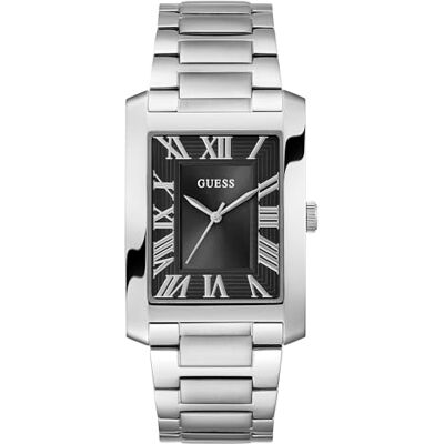 GUESS Clyde herrarmbandsur kvarts analog, rostfritt stål, 34 mm, rostfritt stål armband, silver, 1 bar, urtavlans färg: svart, GW0896G1 GUESS Clyde herrarmbandsur kvarts analog, rostfritt stål, 34 mm, rostfritt stål armband, silver, 1 bar, urtavlans färg: svart, GW0896G1