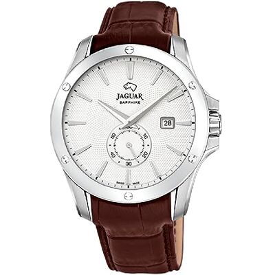 JAGUAR J878/1 Serie Acamar, Gehäuse 44 mm, Silber mit braunem Lederarmband JAGUAR J878/1 Serie Acamar, Gehäuse 44 mm, Silber mit braunem Lederarmband