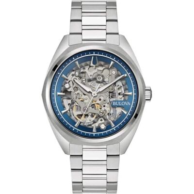 Bulova Analog kvartsklocka för män med rostfritt stål armband 96A292, Silverblå, Armband Bulova Analog kvartsklocka för män med rostfritt stål armband 96A292, Silverblå, Armband