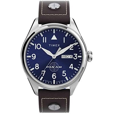 Timex Kvartsur för män med läderarmband Pan Am Timex Kvartsur för män med läderarmband Pan Am