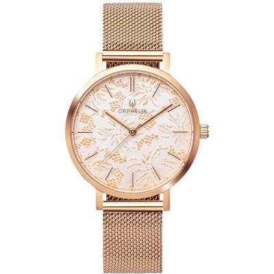 Orphelia Dam analog klocka spets med rostfritt stål nätband Armband Rosa guld Orphelia Dam analog klocka spets med rostfritt stål nätband Armband Rosa guld