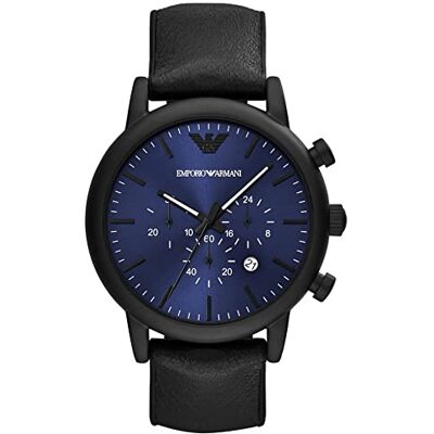 Giorgio Armani klocka för män, kronograf, rostfritt stål klocka, 46 mm boettstorlek, blå, AR11351 Giorgio Armani klocka för män, kronograf, rostfritt stål klocka, 46 mm boettstorlek, blå, AR11351