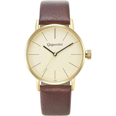Gigandet Damer analog japanskt kvartsurverk klocka med läderarmband 8VNAG43NE/009, Guld Gigandet Damer analog japanskt kvartsurverk klocka med läderarmband 8VNAG43NE/009, Guld