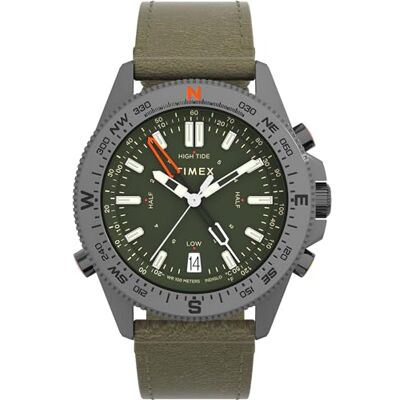 Timex Expedition North 43 mm herrklocka Brunt läder Snabbfrigörande Ecco DriTan™-armband i två delar, grön urtavla, metallgrå boett TW2W84300 Timex Expedition North 43 mm herrklocka Brunt läder Snabbfrigörande Ecco DriTan™-armband i två delar, grön urtavla, metallgrå boett TW2W84300