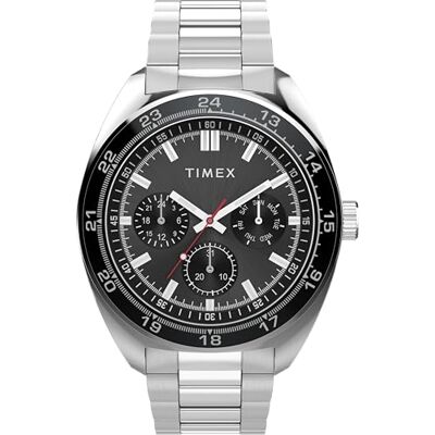 Timex herrklocka Trend, 45 mm, silverfärgat armband i rostfritt stål med svart urtavla och boett i silverfärg, TW2Y22600 Timex herrklocka Trend, 45 mm, silverfärgat armband i rostfritt stål med svart urtavla och boett i silverfärg, TW2Y22600