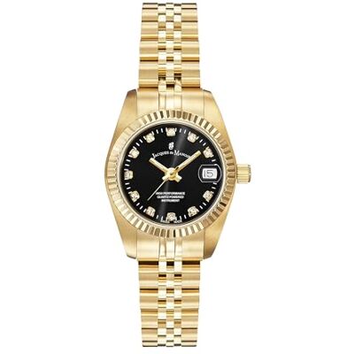 B JACQUES DU MANOIR Jacques Du Manoir damklocka – inspiration, 26 mm analog kvartsklocka med armband i rostfritt stål, Guld, 26 mm, Klänning B JACQUES DU MANOIR Jacques Du Manoir damklocka – inspiration, 26 mm analog kvartsklocka med armband i rostfritt stål, Guld, 26 mm, Klänning