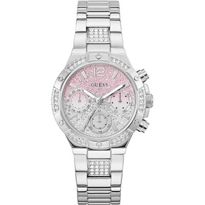 GUESS Damklocka Harlow silver 38 mm med rostfritt stål armband och 3 bar vattenskydd – GW0950L1 GUESS Damklocka Harlow silver 38 mm med rostfritt stål armband och 3 bar vattenskydd – GW0950L1
