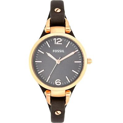 Fossil Georgia Damklocka, Quartz trehandsurverk med läderarmband Fossil Georgia Damklocka, Quartz trehandsurverk med läderarmband