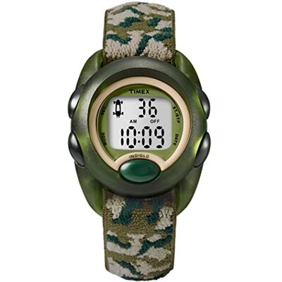 Timex Klocka på 34 mm för barn, grön boett med digital urtavla och grön elastisk tygrem, T71912 Timex Klocka på 34 mm för barn, grön boett med digital urtavla och grön elastisk tygrem, T71912