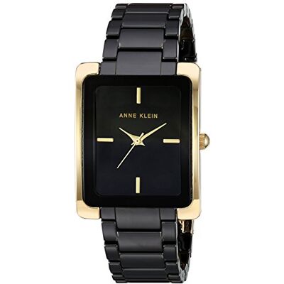 Anne Klein keramiskt armbandsur för kvinnor, Svart/guld Anne Klein keramiskt armbandsur för kvinnor, Svart/guld