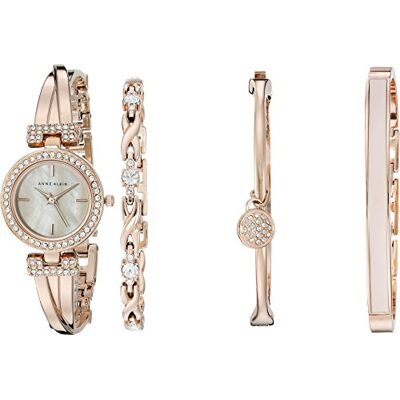 Anne Klein Rose guld kristall armband och klocka, Roséguld, misura unica, Elegant Anne Klein Rose guld kristall armband och klocka, Roséguld, misura unica, Elegant