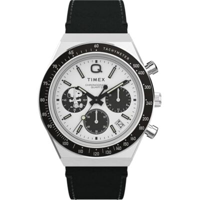 Timex Kronograf kvartsur för män med läderrem TW2W68900, Svart, armband Timex Kronograf kvartsur för män med läderrem TW2W68900, Svart, armband