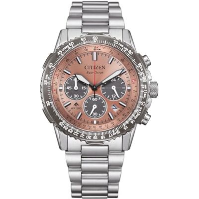 Citizen Unisex klocka Eco-Drive Promaster Air Navihawk solkronograf med rostfritt stålrem 40 mm i diameter i olika mönster, Koppar, Klassisk Citizen Unisex klocka Eco-Drive Promaster Air Navihawk solkronograf med rostfritt stålrem 40 mm i diameter i olika mönster, Koppar, Klassisk
