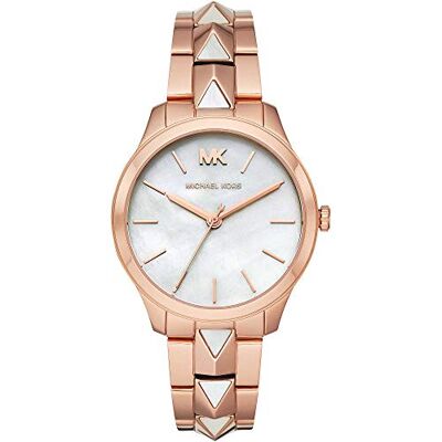Michael Kors Runway-klocka för dam, kvartsurverk med tre visare och armband i rostfritt stål, keramik eller läder Michael Kors Runway-klocka för dam, kvartsurverk med tre visare och armband i rostfritt stål, keramik eller läder