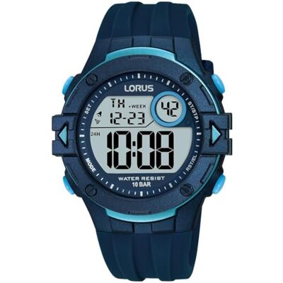 Lorus Män digital kvartsklocka med silikonarmband R2325PX9, blå Lorus Män digital kvartsklocka med silikonarmband R2325PX9, blå