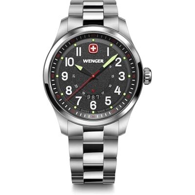 WENGER Terragraph Analog Kvarts Armbandsur För Män, Diameter 43 Mm, Tillverkad I Schweiz, Vattentät Upp Till 100 M, Läderband, 01.0541.122 WENGER Terragraph Analog Kvarts Armbandsur För Män, Diameter 43 Mm, Tillverkad I Schweiz, Vattentät Upp Till 100 M, Läderband, 01.0541.122