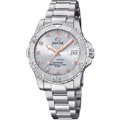Jaguar Modell J870/2 klocka från Woman Collection, 34 mm grå låda med stålrem för dam, En Storlek, armband Jaguar Modell J870/2 klocka från Woman Collection, 34 mm grå låda med stålrem för dam, En Storlek, armband