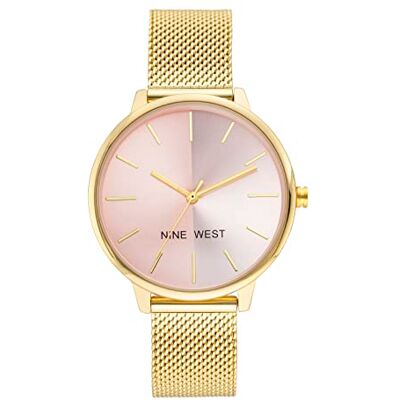 Nine West armbandsur i mesh för kvinnor, Guld/rosa Nine West armbandsur i mesh för kvinnor, Guld/rosa