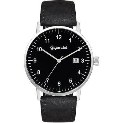 Gigandet Analog japansk kvartsurverk klocka för män med läderarmband VNAG26/003, svart Gigandet Analog japansk kvartsurverk klocka för män med läderarmband VNAG26/003, svart